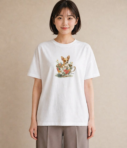 プリントTシャツ レディース チワワ 犬 いぬ イラスト 女子会 お揃い 白T