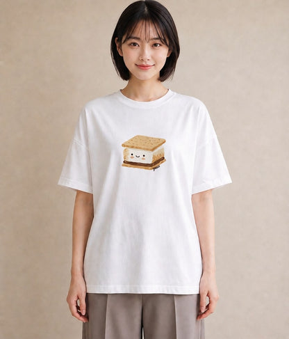 半袖Tシャツ レディース 食パン 食べ物 フード イラスト きれいめカジュアル 旅行用 海 白T
