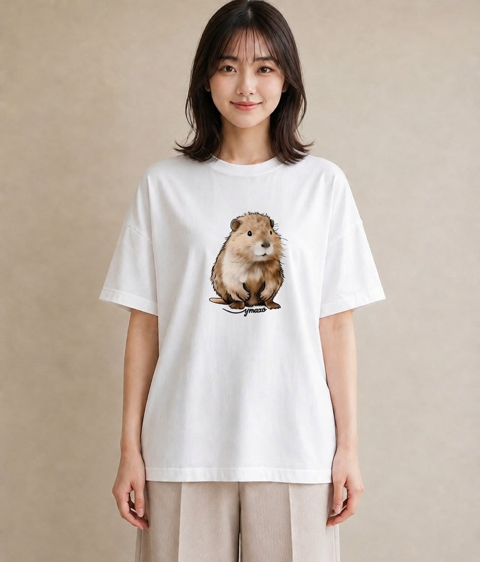 グラフィックTシャツ レディース ロボロフスキー ペット 動物 イラスト こなれ感 夏コーデ 通学 白T