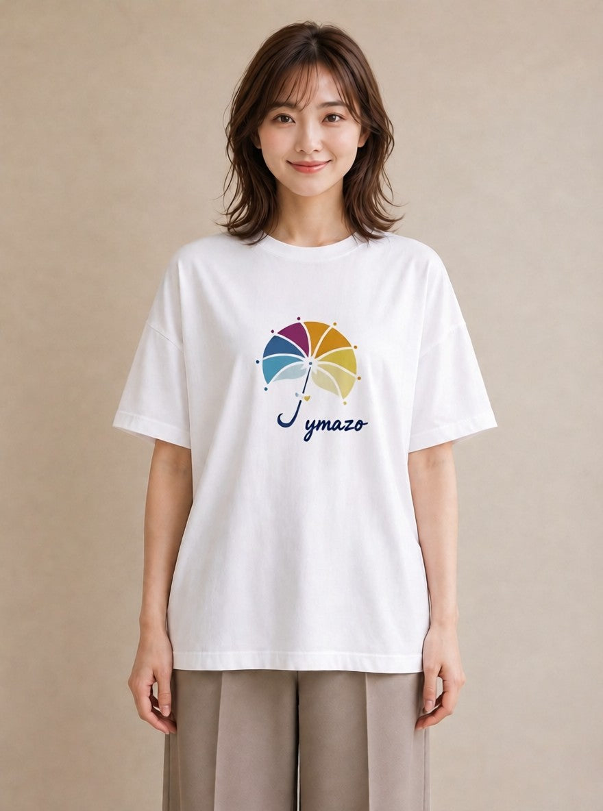 デザインTシャツ レディース 傘 水たまり 雨 ナチュラル アンティーク イラスト ボタニカル お出かけ 普段着 白T