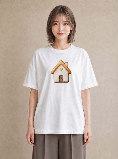 Tシャツ レディース クッキー 食べ物 フード イラスト カジュアル 帰省 ラフ 白T