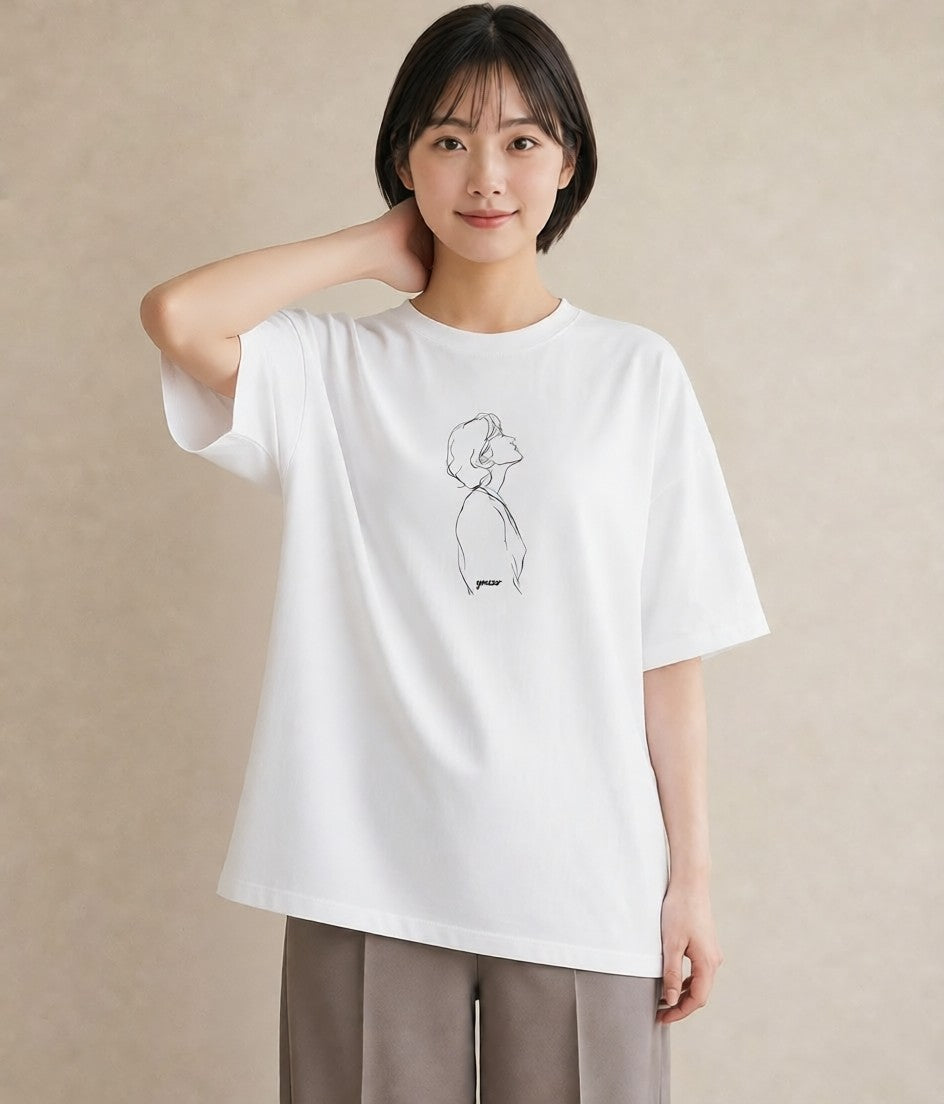 Tシャツ レディース 女の子 ガール 後ろ姿 イラスト 個性的 デイリーウェア 休日 白T