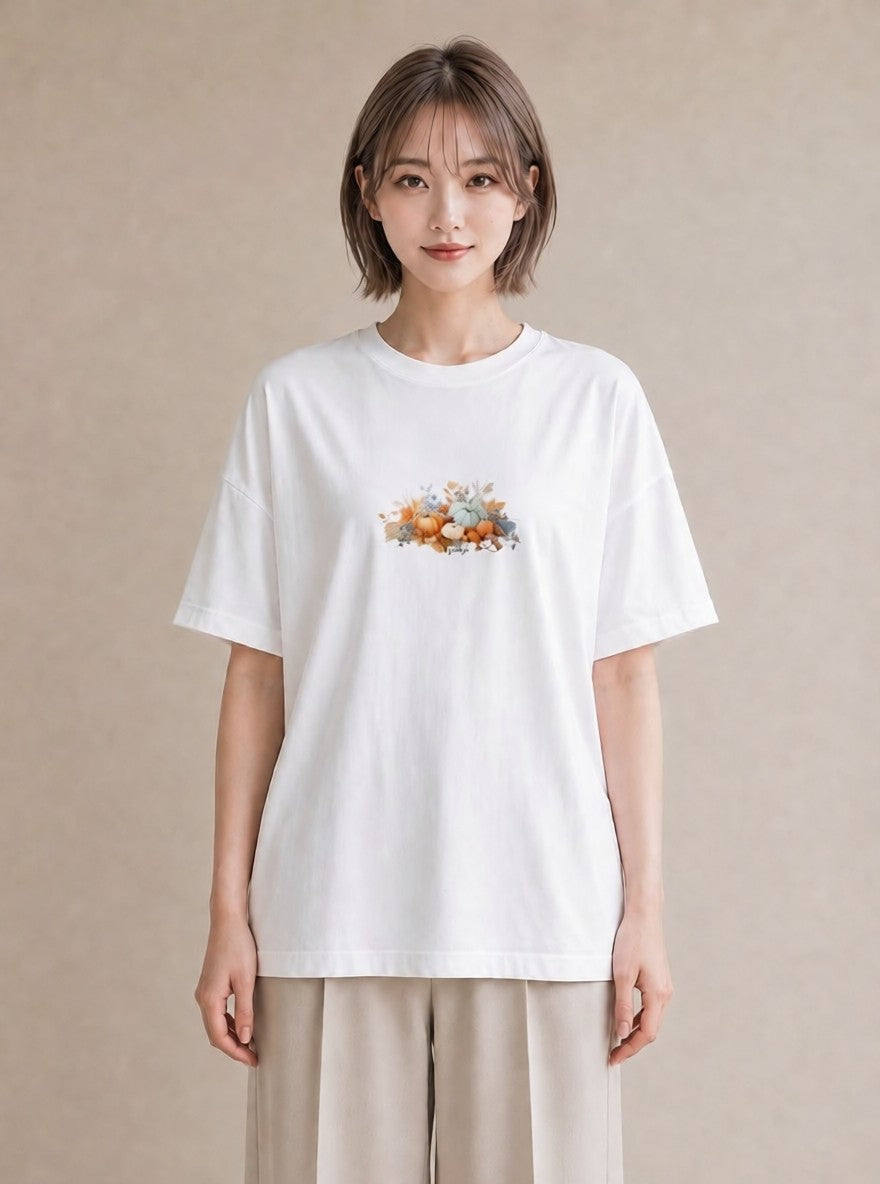 プリントTシャツ レディース 実り 植物 ボタニカル イラスト ラフ 通勤 在宅 白T