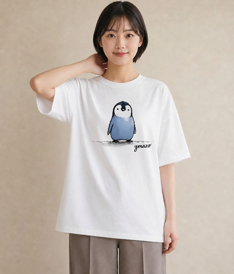半袖Tシャツ レディース ペンギン ぺんぎん 動物 アニマル イラスト きれいめカジュアル 帰省 ラフ 白T