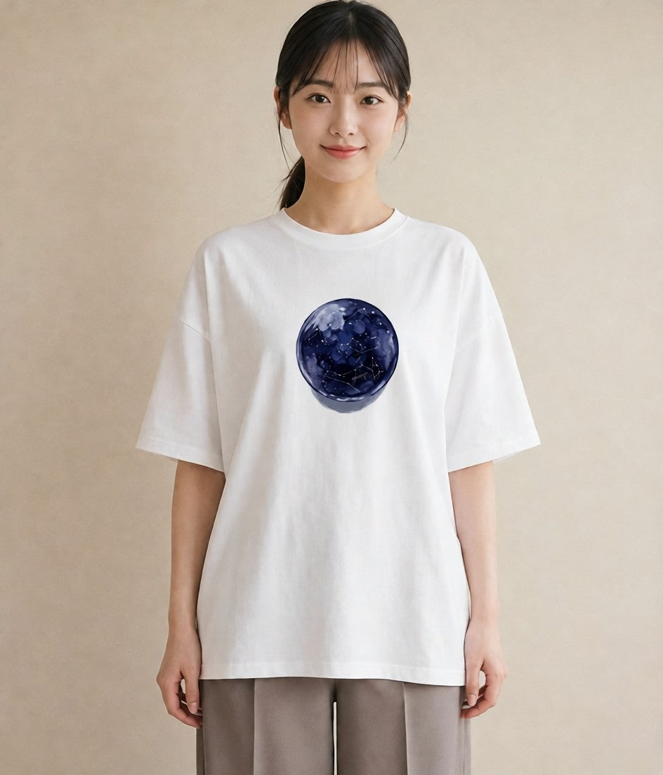 半袖Tシャツ レディース 地球 星空 宇宙 イラスト ボタニカル ルームウェア ギフト 白T