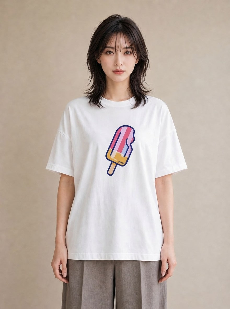プリントTシャツ レディース アイス 食べ物 フード イラスト きれいめ ギフト 母の日 白T