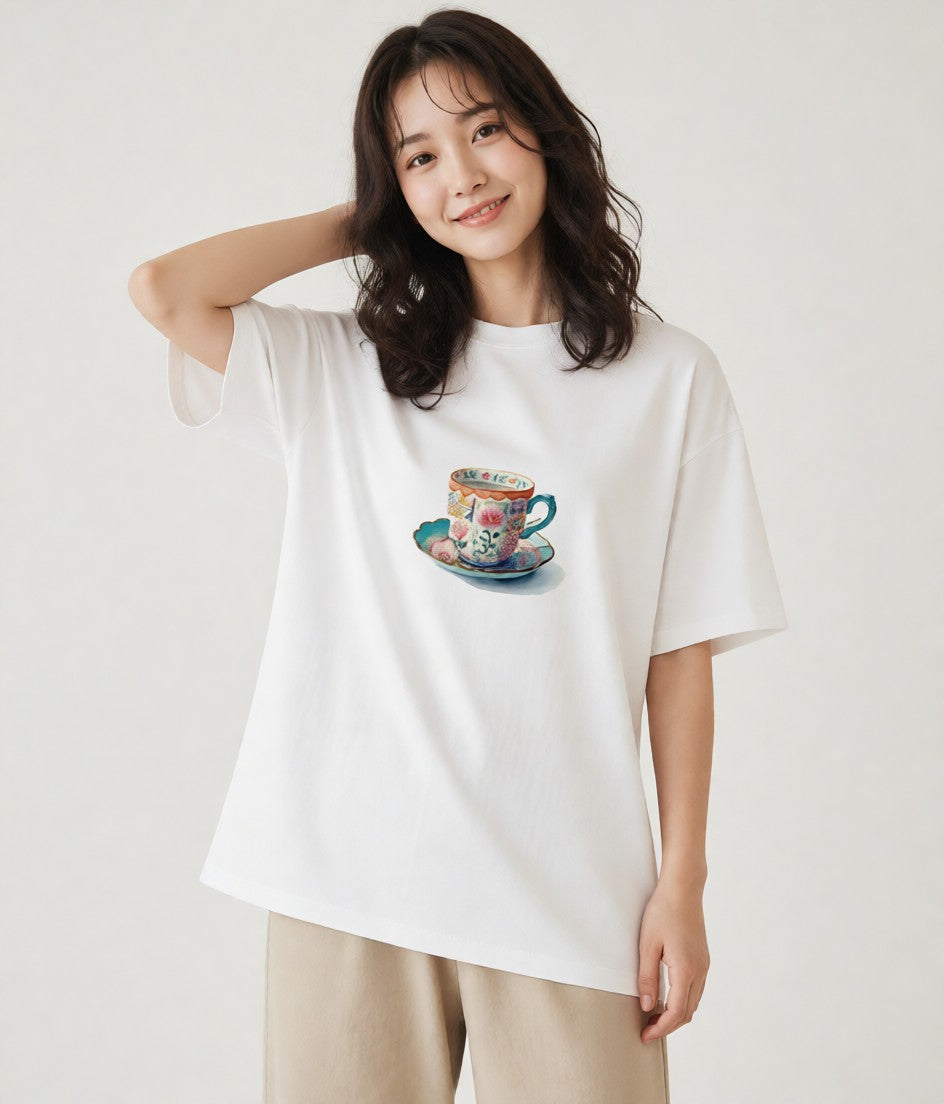 グラフィックTシャツ レディース エスプレッソ 食べ物 フード イラスト きれいめカジュアル 女性 旅行用 白T