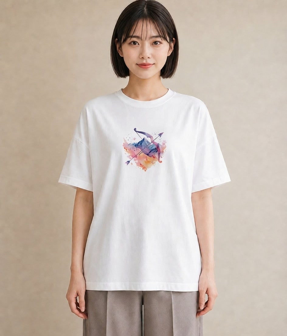 グラフィックTシャツ レディース 山羊座 星空 宇宙 イラスト ポップ お揃い 親子 白T