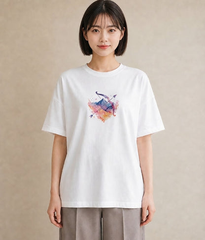 グラフィックTシャツ レディース 山羊座 星空 宇宙 イラスト ポップ お揃い 親子 白T