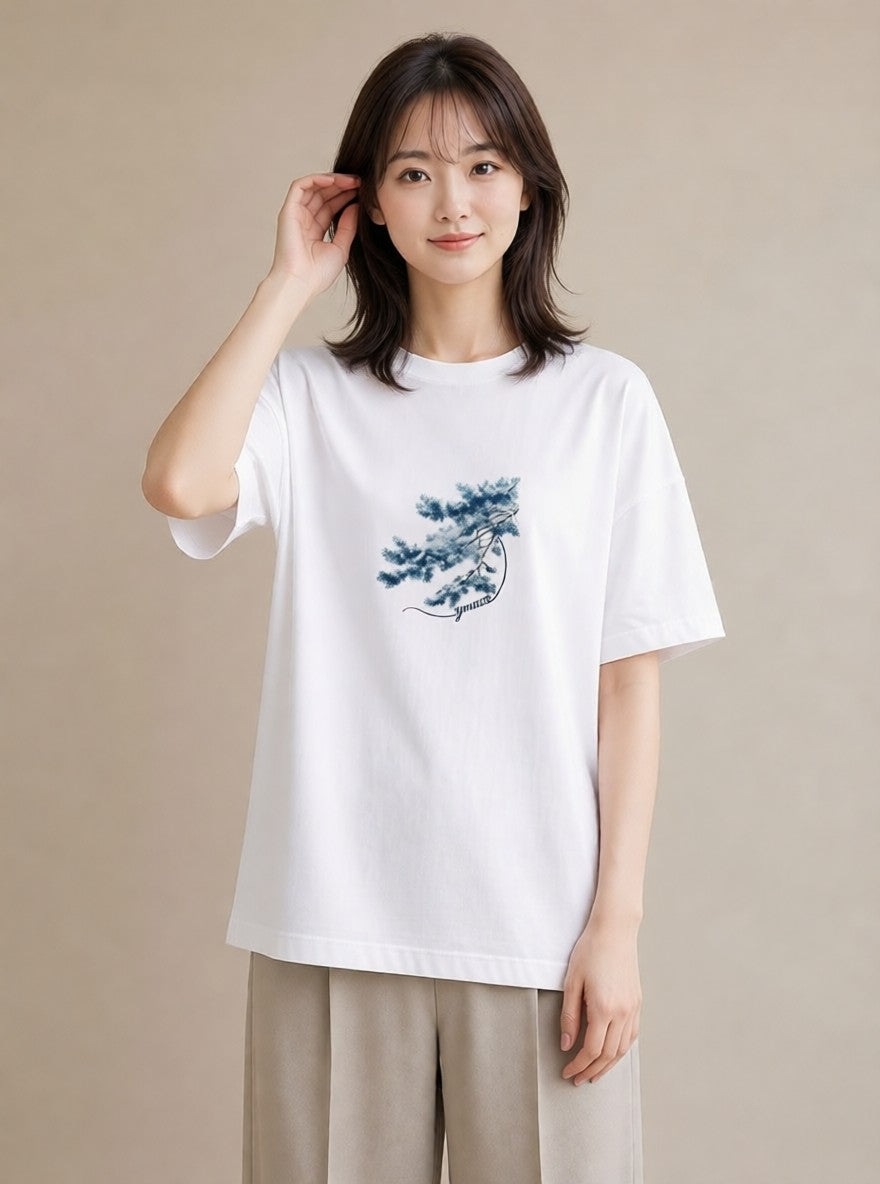 デザインTシャツ レディース 松ぼっくり 植物 ボタニカル イラスト フェミニン 部屋着 女性向けギフト 白T