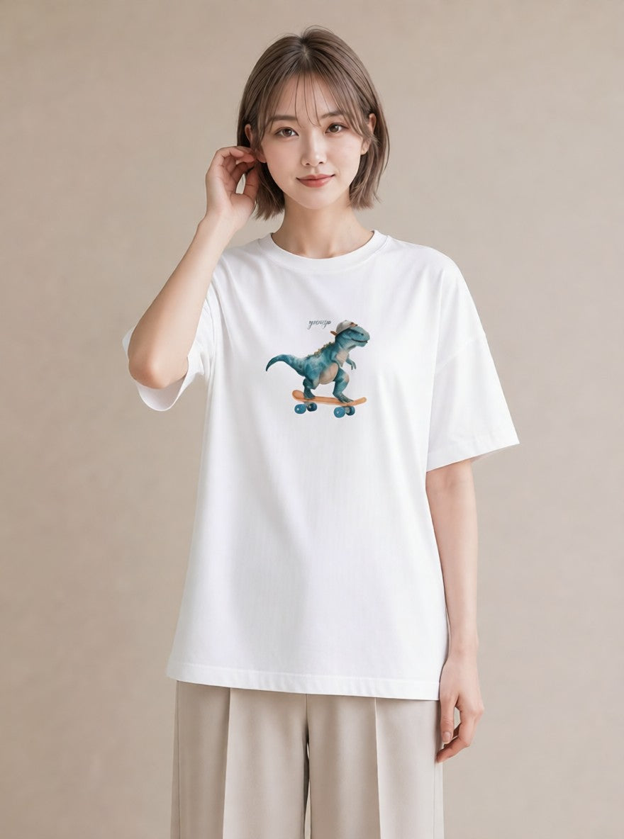 デザインTシャツ レディース ヤモリ ペット 動物 イラスト 淡色 ペアコーデ 秋コーデ 白T