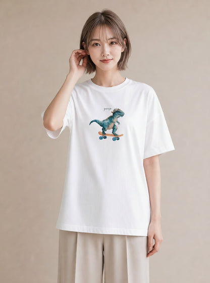 デザインTシャツ レディース ヤモリ ペット 動物 イラスト 淡色 ペアコーデ 秋コーデ 白T