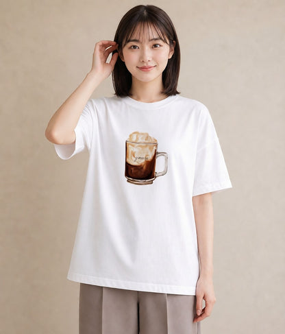 Tシャツ レディース クリームソーダ 食べ物 フード イラスト ゆるコーデ 休日 ペアコーデ 白T