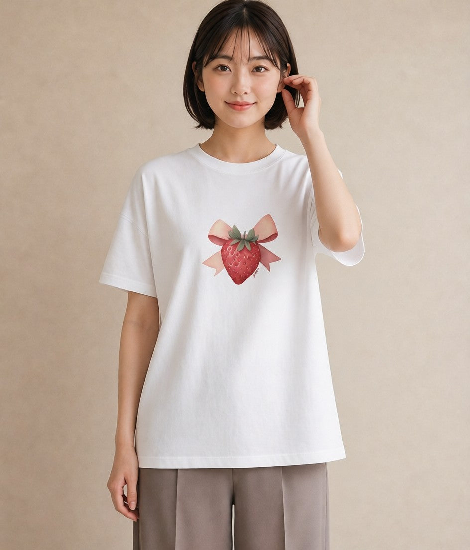 プリントTシャツ レディース ショートケーキ 食べ物 フード イラスト 可愛い 春コーデ 姉妹 白T