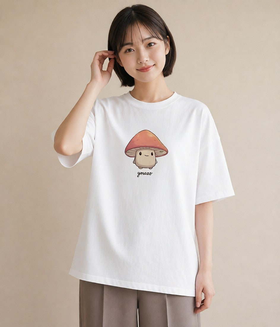 デザインTシャツ レディース きのこ 植物 ボタニカル イラスト 公園 ママ 白T