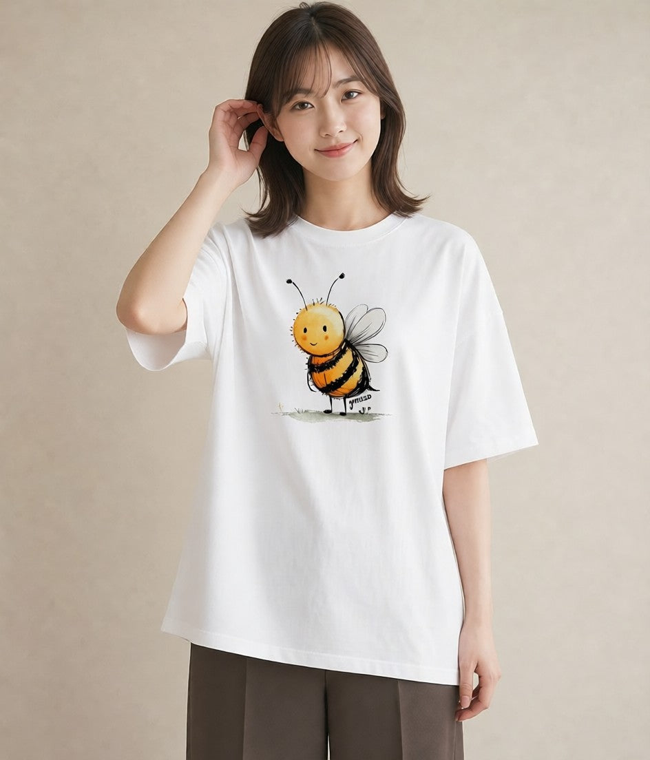 Tシャツ レディース ハニー 食べ物 フード イラスト 韓国風 誕生日プレゼント 綿100 白T