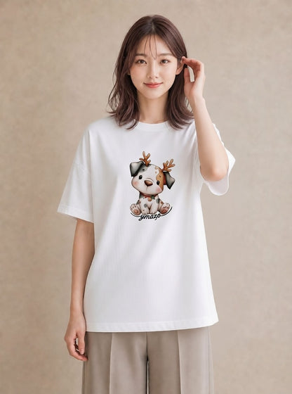 Tシャツ レディース わんちゃん 犬 いぬ イラスト ユニーク 姉妹 送別ギフト 白T