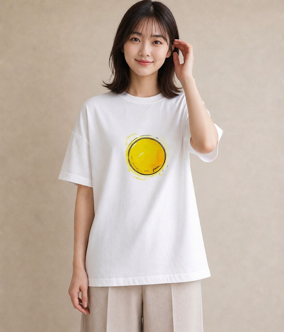 グラフィックTシャツ レディース 目玉焼き 食べ物 フード イラスト フェミニン おしゃれギフト 社会人 白T