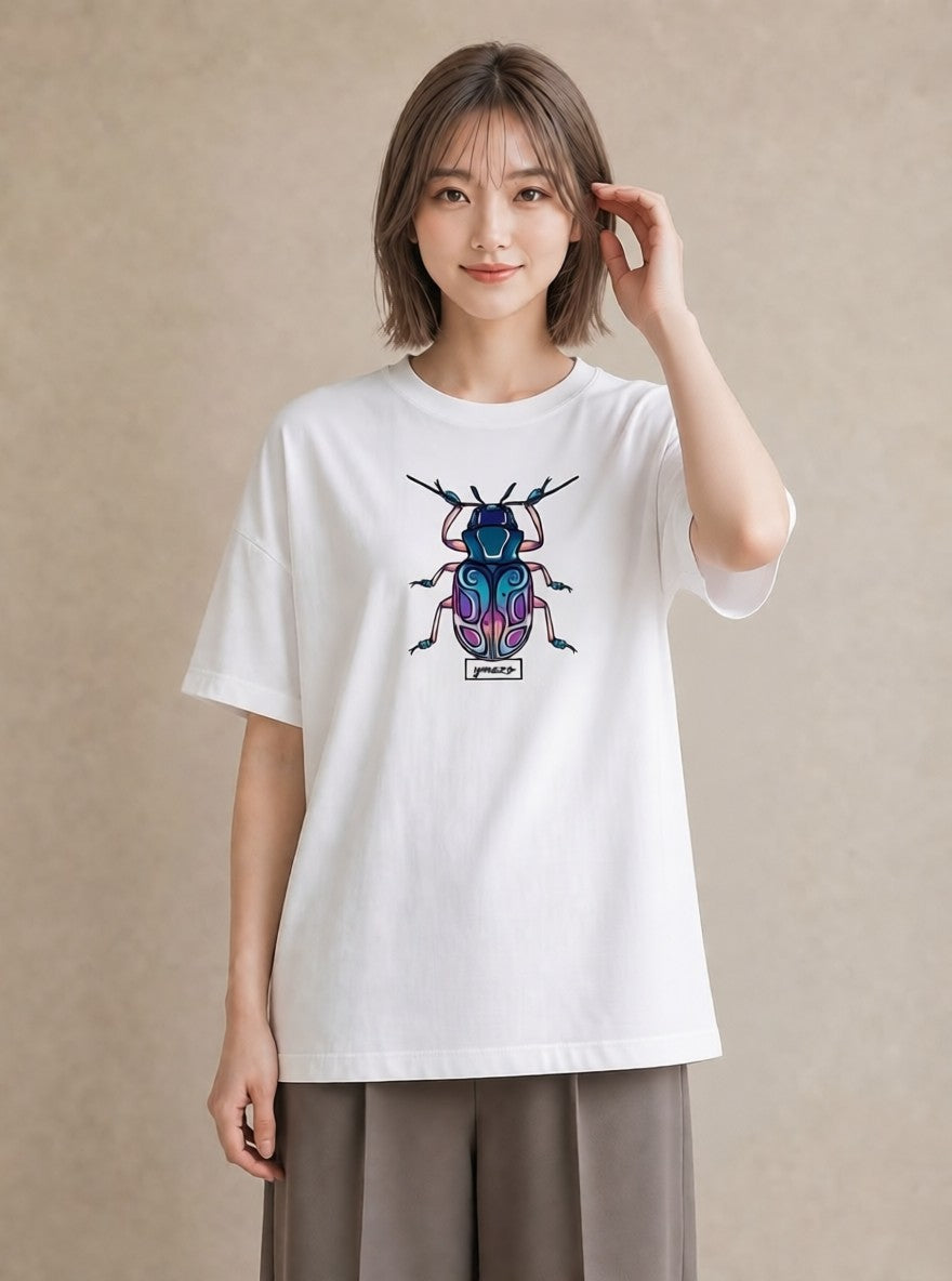 プリントTシャツ レディース クワガタ 昆虫 虫 イラスト ユニーク 夏コーデ 通学 白T