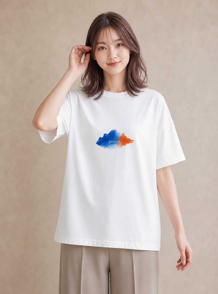 プリントTシャツ レディース 空 星空 宇宙 イラスト 水彩風 部屋着 女性向けギフト 白T