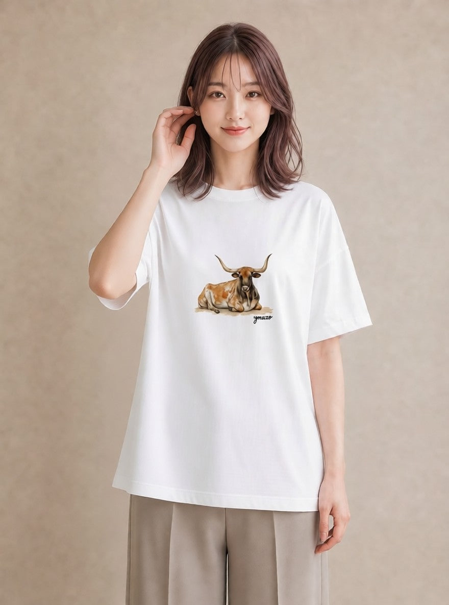 デザインTシャツ レディース 牡牛座 星空 宇宙 イラスト 淡色 通学 誕生日プレゼント 白T