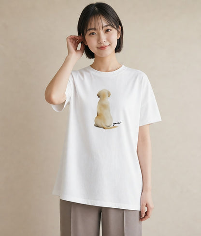 半袖Tシャツ レディース ラブラドールレトリバー 犬 いぬ イラスト レトロ 春コーデ 姉妹 白T