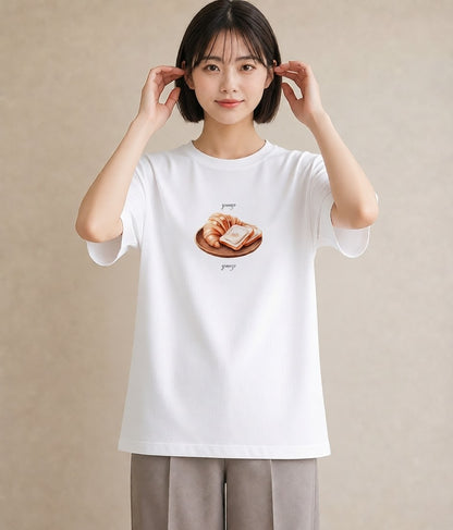 グラフィックTシャツ レディース たい焼き 食べ物 フード イラスト シンプル 秋コーデ おしゃれギフト 白T