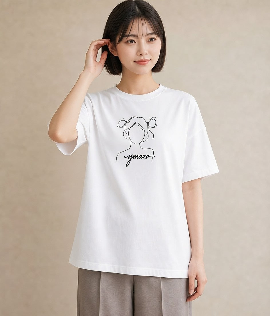 Tシャツ レディース 手鏡 アンティーク レトロ ナチュラル イラスト 普段使い 母娘コーデ 自分用 白T