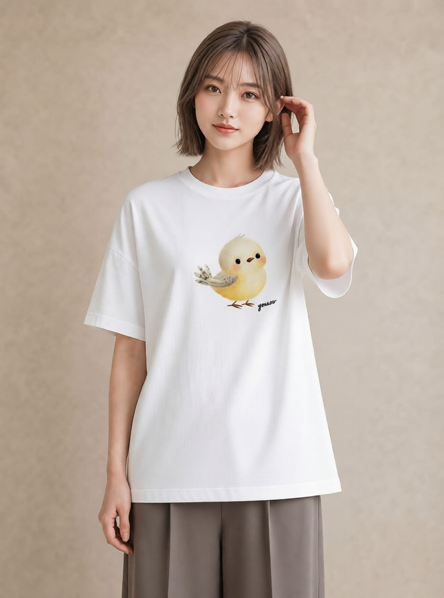 Tシャツ レディース フクロウ 動物 アニマル イラスト きれいめ 公園 ママ 白T