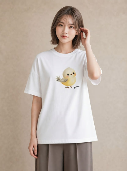 Tシャツ レディース フクロウ 動物 アニマル イラスト きれいめ 公園 ママ 白T