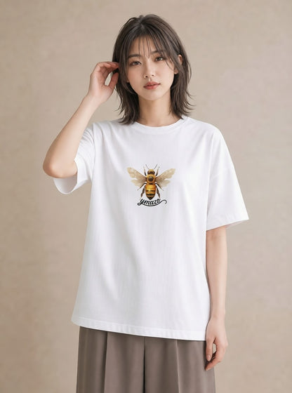 Tシャツ レディース みつばち 昆虫 虫 イラスト ポップ 旅行用 海 白T