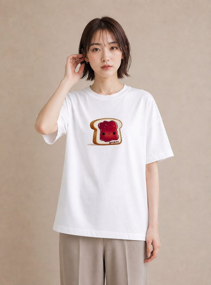 プリントTシャツ レディース 食パン 食べ物 フード イラスト 北欧風 ホワイトデー 春服 白T