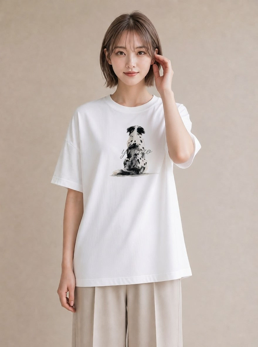 Tシャツ レディース ボーダーコリー 犬 いぬ イラスト レトロ 旅行 母娘コーデ 白T
