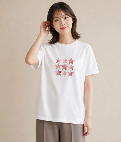 プリントTシャツ レディース 牡牛座 星空 宇宙 イラスト ラフ 母娘コーデ 自分用 白T