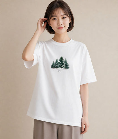プリントTシャツ レディース 雪 星空 宇宙 イラスト 旅行コーデ 春コーデ 姉妹 白T