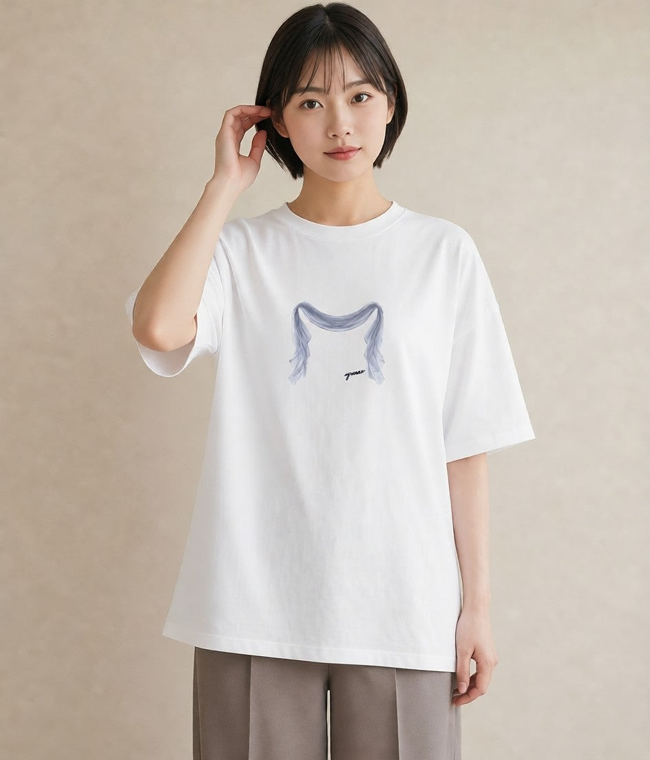デザインTシャツ レディース レースハンカチ レース ハンカチ ナチュラル アンティーク イラスト シンプル デイリーウェア 休日 白T