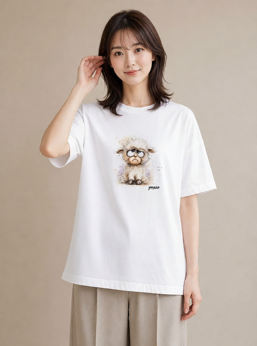 半袖Tシャツ レディース アルパカ 動物 アニマル イラスト レトロ 女子会 お揃い 白T