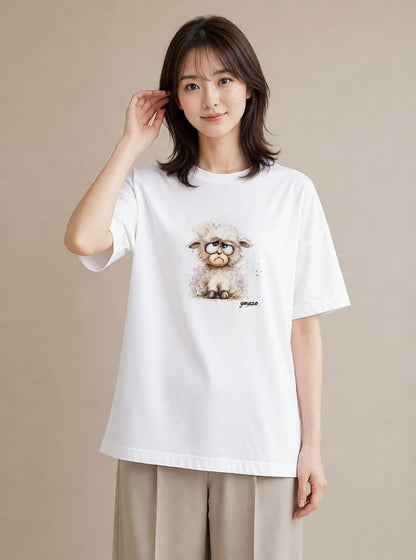 半袖Tシャツ レディース アルパカ 動物 アニマル イラスト レトロ 女子会 お揃い 白T