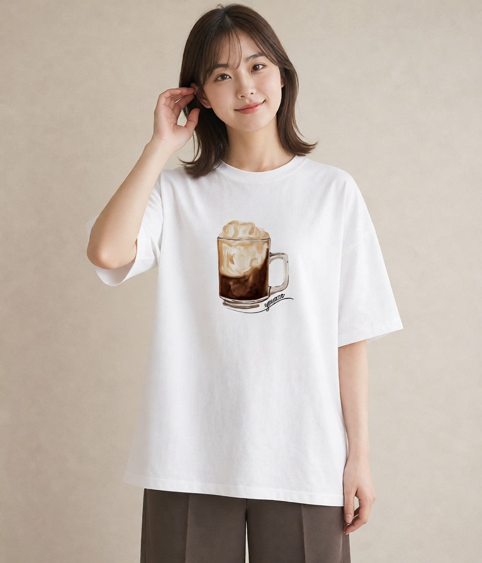 Tシャツ レディース コーヒー 珈琲 カフェ 食べ物 フード イラスト シック ママ カフェ服 白T