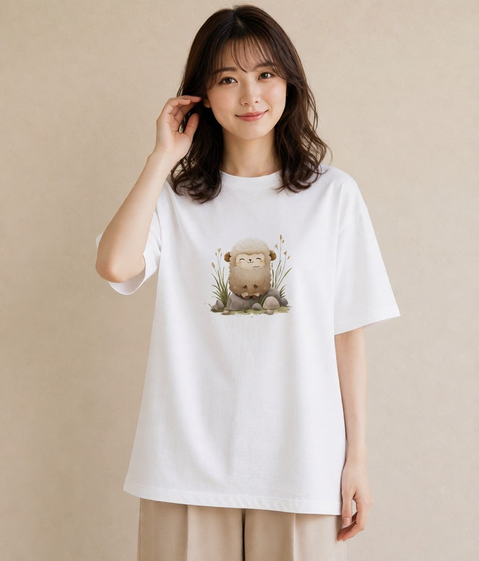 グラフィックTシャツ レディース ひつじ 動物 アニマル イラスト シック 送別ギフト 通勤 白T