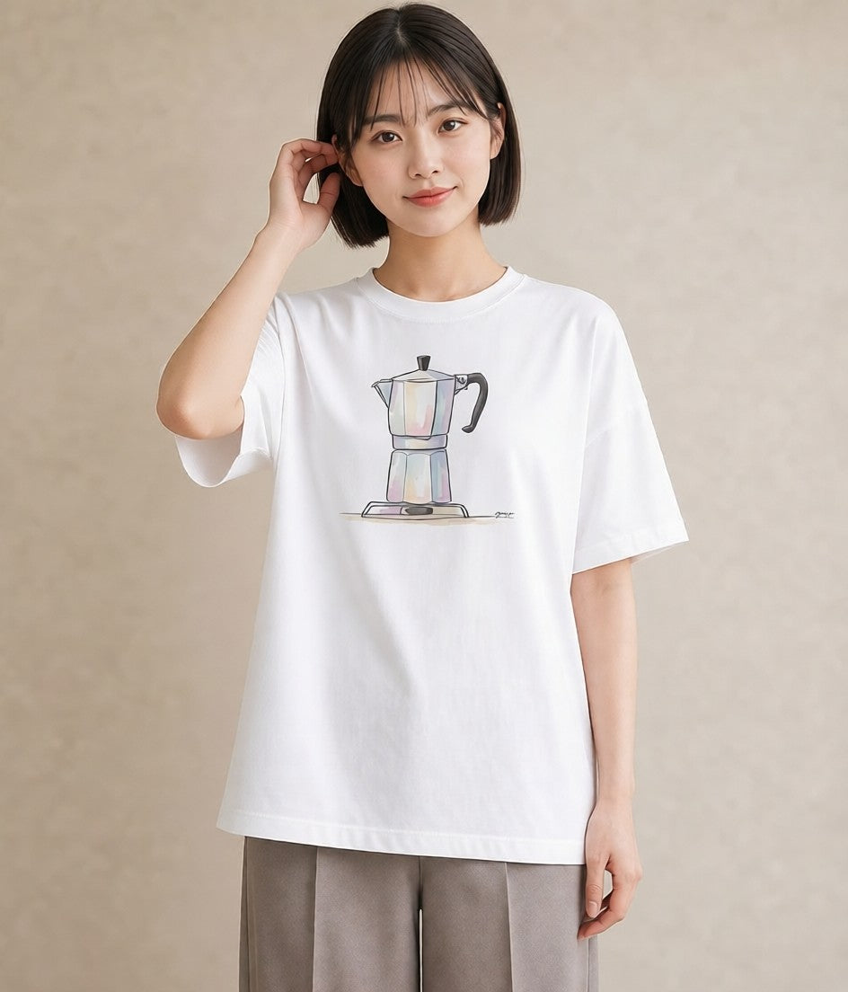 Tシャツ レディース コーヒー カフェ 珈琲 イラスト 20代 カジュアルコーデ 白T