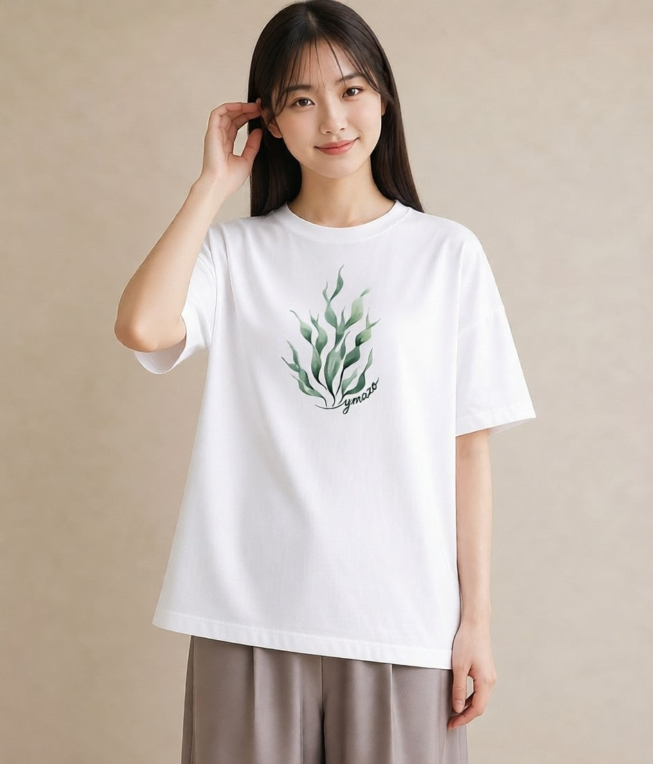 デザインTシャツ レディース 芝生 植物 ボタニカル イラスト レトロ 女性 旅行用 白T