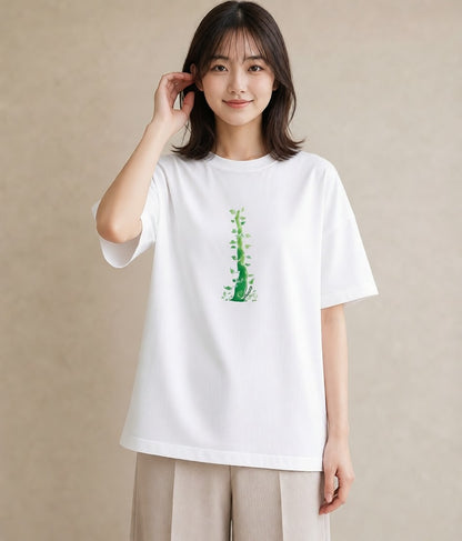 Tシャツ レディース 盆栽 植物 ボタニカル イラスト きれいめカジュアル 旅行用 海 白T