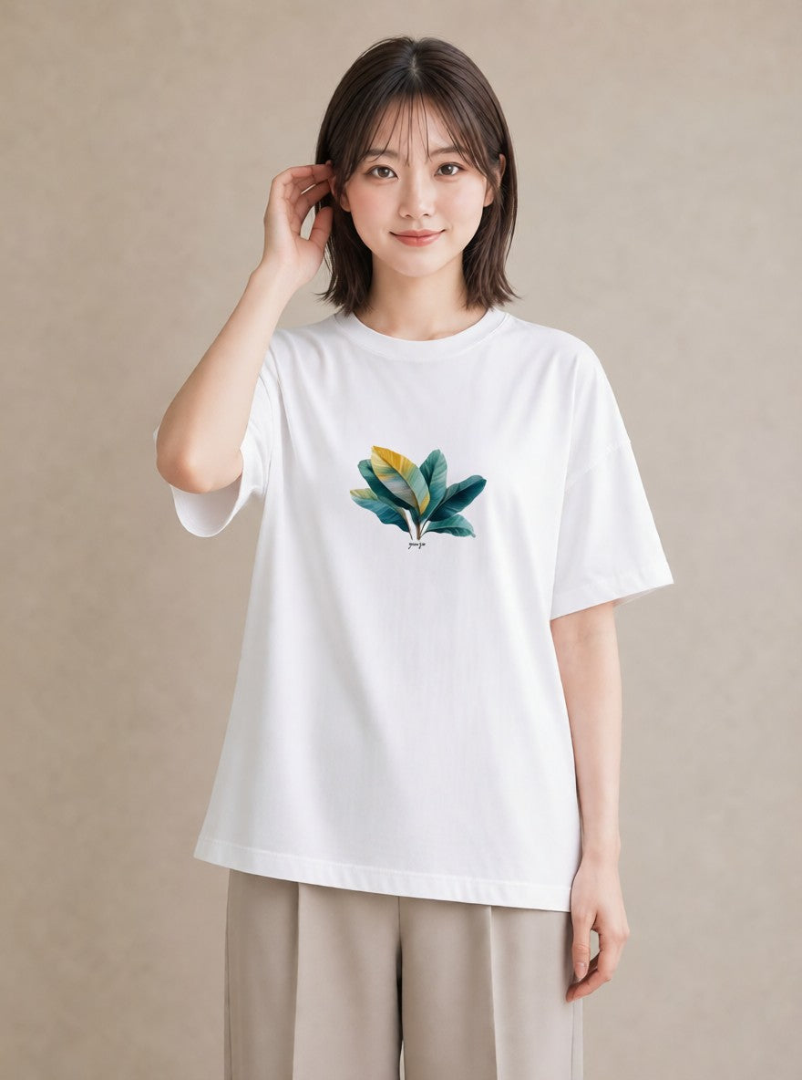 半袖Tシャツ レディース ボタニカル 植物 イラスト 可愛い お揃い 親子 白T