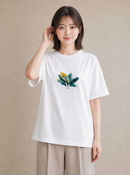 半袖Tシャツ レディース ボタニカル 植物 イラスト 可愛い お揃い 親子 白T