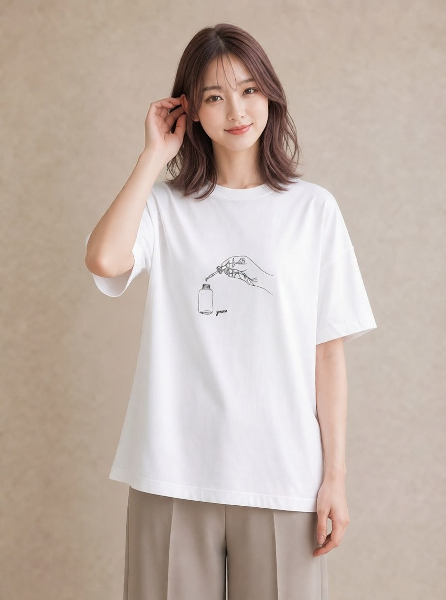 プリントTシャツ レディース 香水 香水瓶 パフューム イラスト きれいめカジュアル 母娘コーデ 自分用 白T