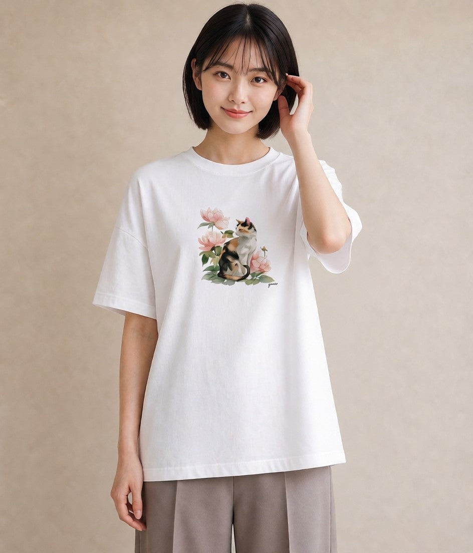デザインTシャツ レディース ペルシャ 猫 ねこ イラスト カフェコーデ 春コーデ 姉妹 白T