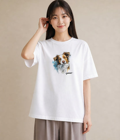 グラフィックTシャツ レディース 保護犬 犬 いぬ イラスト シンプル 通勤 在宅 白T