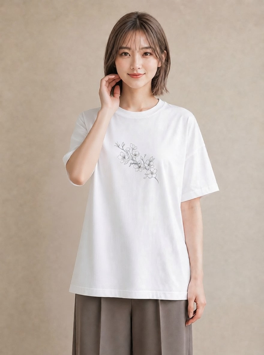 Tシャツ レディース さくら 桜 桜の枝 イラスト ナチュラル 女子会 お揃い 白T