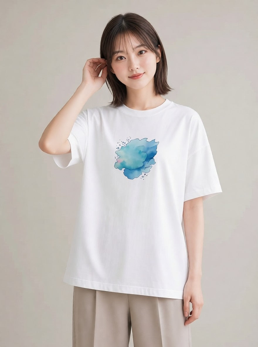 Tシャツ レディース 空 星空 宇宙 イラスト フェミニン カジュアルコーデ 買い物 白T